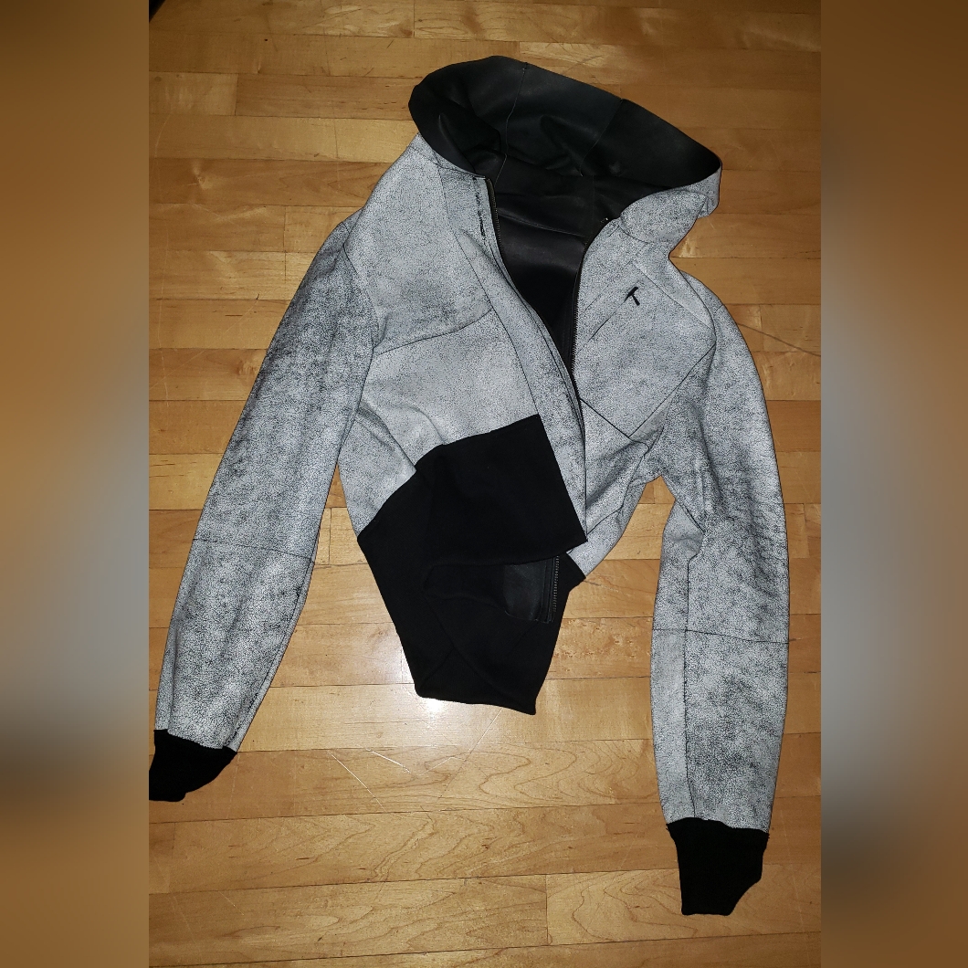 Gray And Black Hooded Jacket